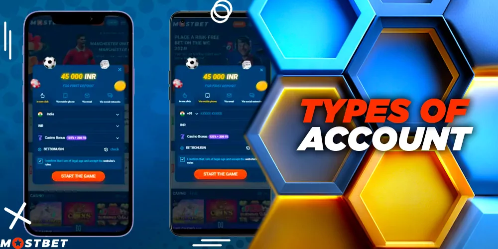 Types of account on the Mostbet casino site